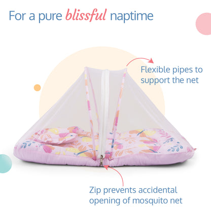 LuvLap Net Pillow Mattress Pink Butterfly Print
