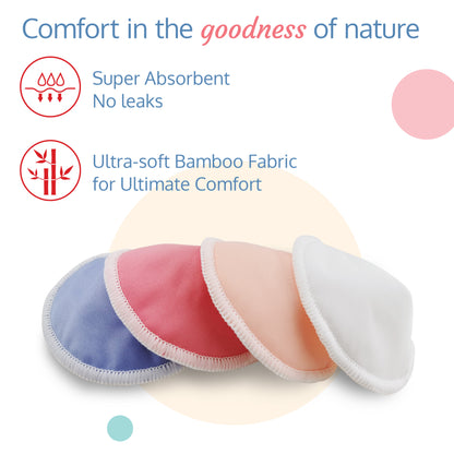 Bamboo Washable Breast Pads, 14 Pcs