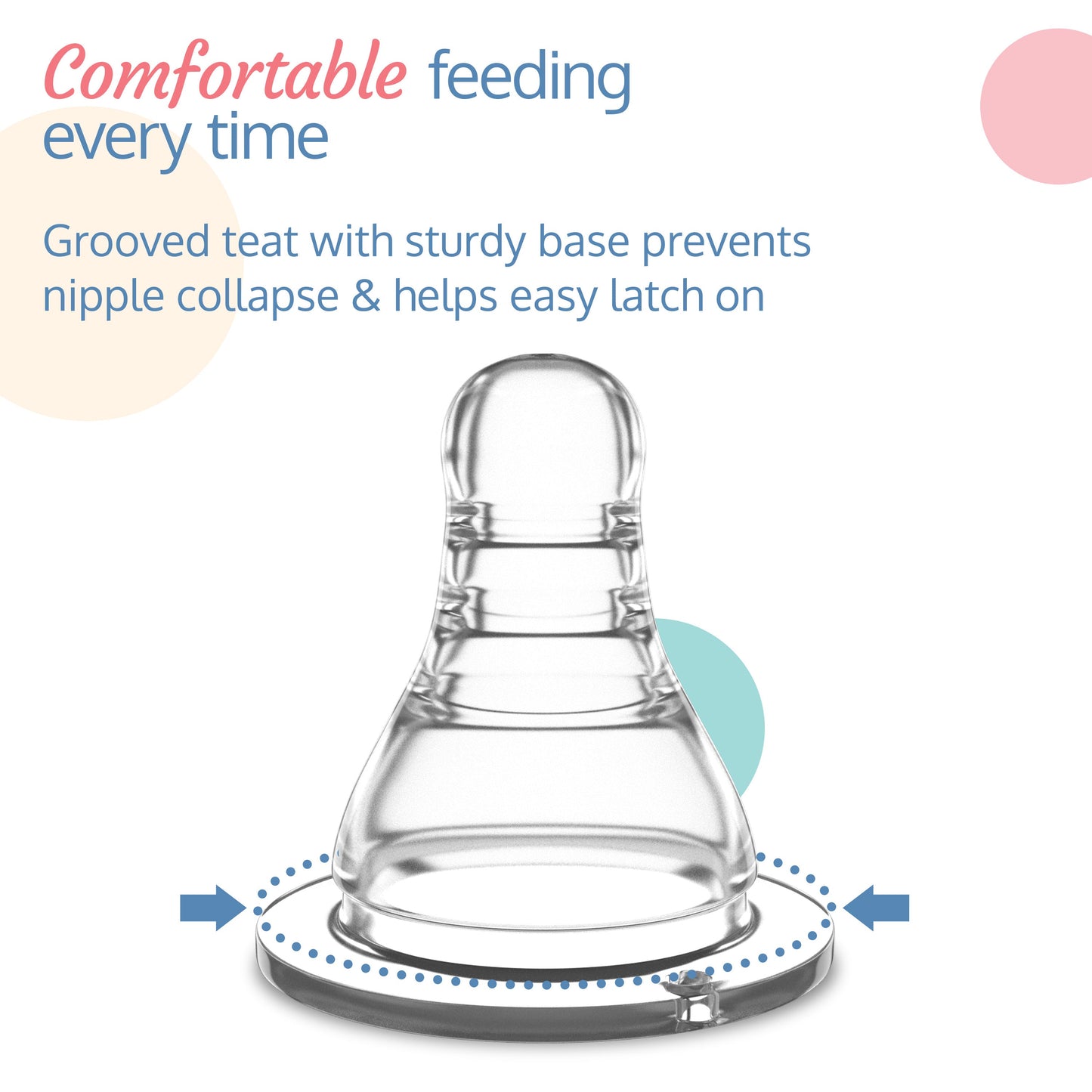 Anti-Colic Essential Teat/Nipple for Slim Neck Bottle, 2pcs, Medium Flow