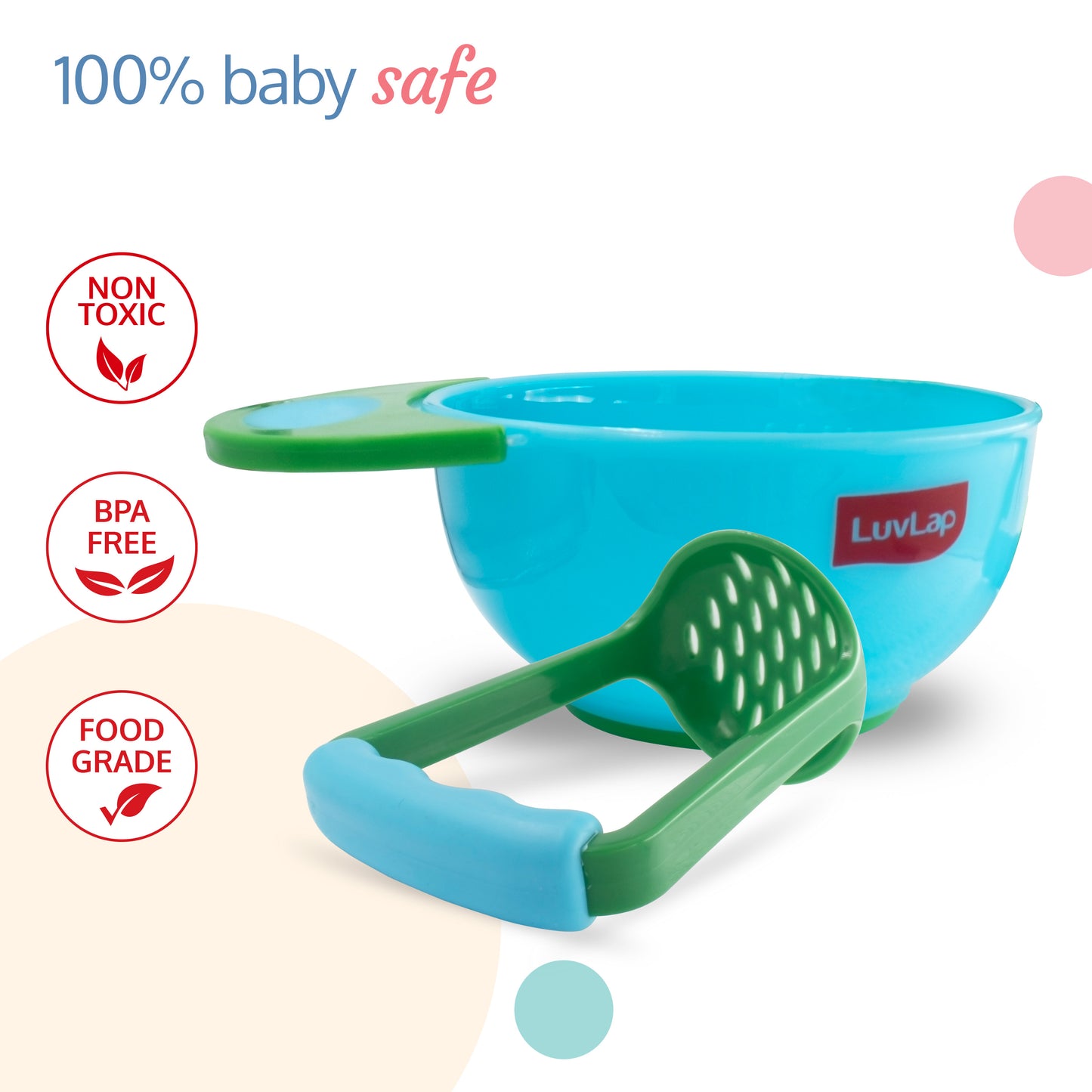 Baby Food Grinding Cum Feeding Bowl, Green & Blue