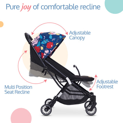 Urbane Baby Stroller/Pram with 5 Point Safety Harness,Easy Fold,Extended Canopy,Multi Level Recline,Looking Window,Easy Assembly,6 Month + (Multicolor Printed)