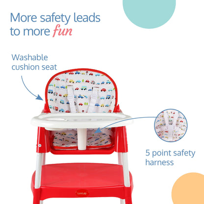 3-In-1 Baby High Chair, Red