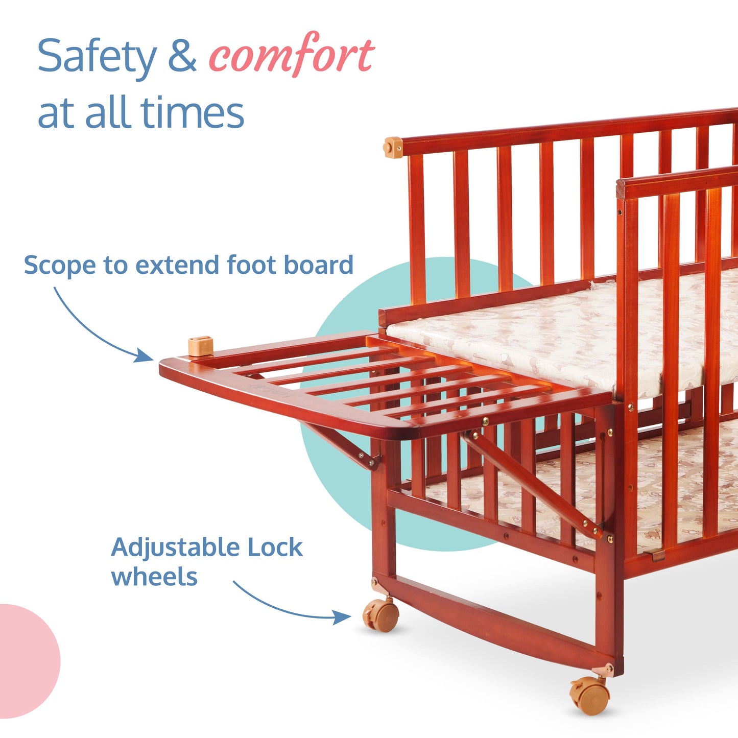 Baby Wooden Cot C-50, Cherry Red