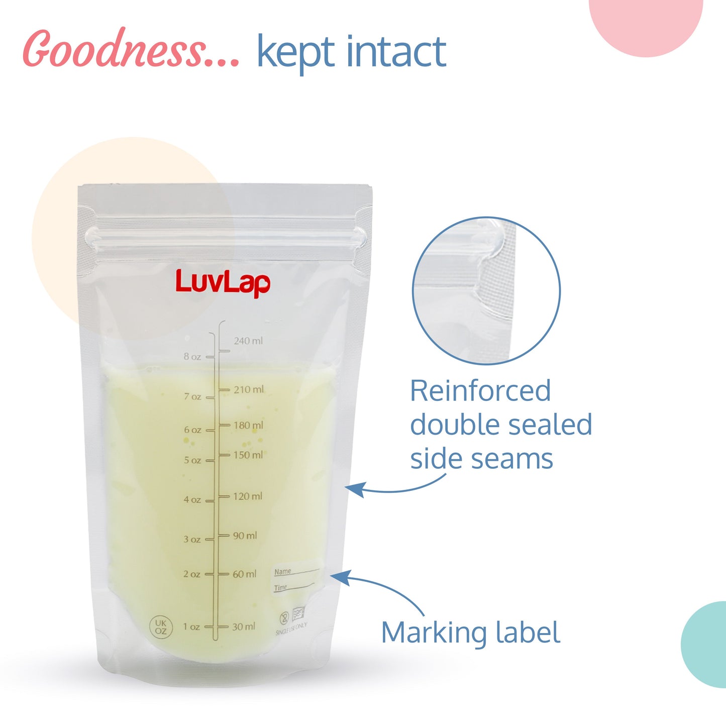 Baby Breast Milk Storage Bags, BPA Free (Pack of 50 Bags)