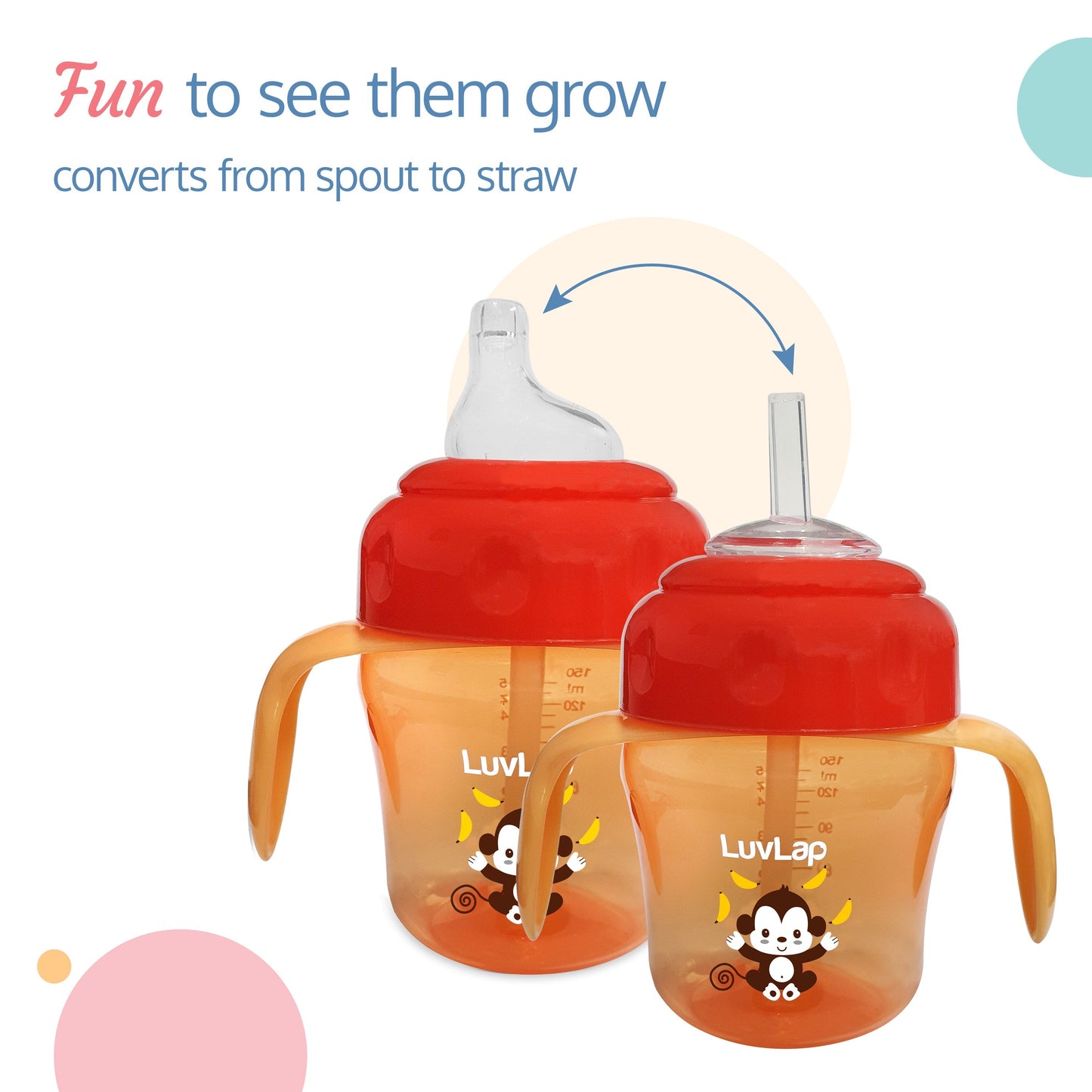 Banana Time 2-in-1 Straw & Spout Cup, 150ml Orange