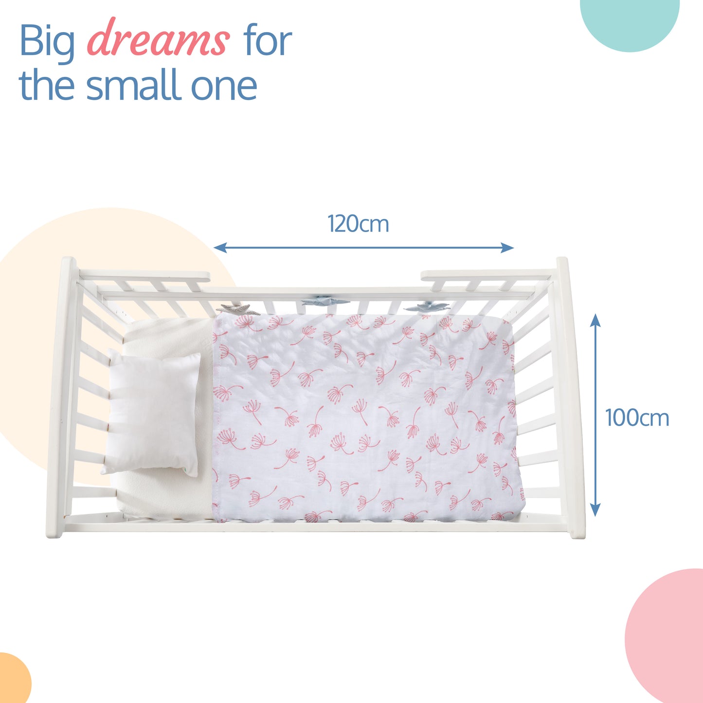 100% Cotton Muslin Baby Swaddles, Animals & Floral White Print, 0-18M+, Pack of 5