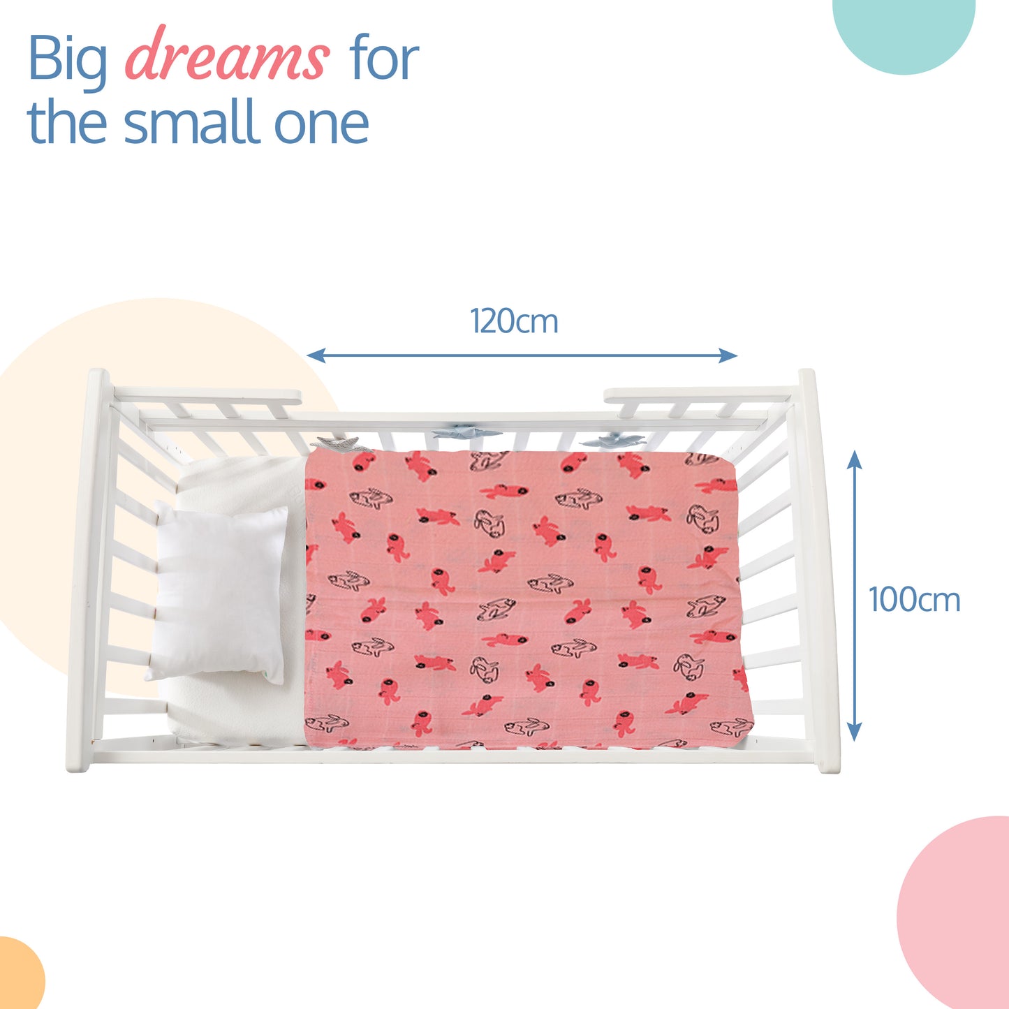 100% Cotton Muslin Baby Swaddles set, Penguin Rabbit Print, 0-18 Month+, Pack of 3