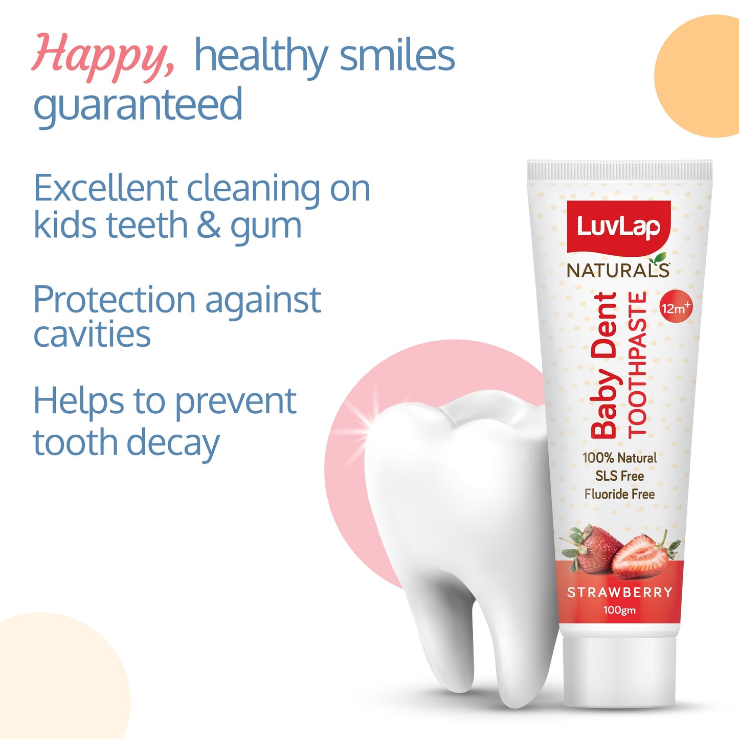 Naturals Baby Dent 100% Natural Toothpaste for Kids, Strawberry Flavour, 100g