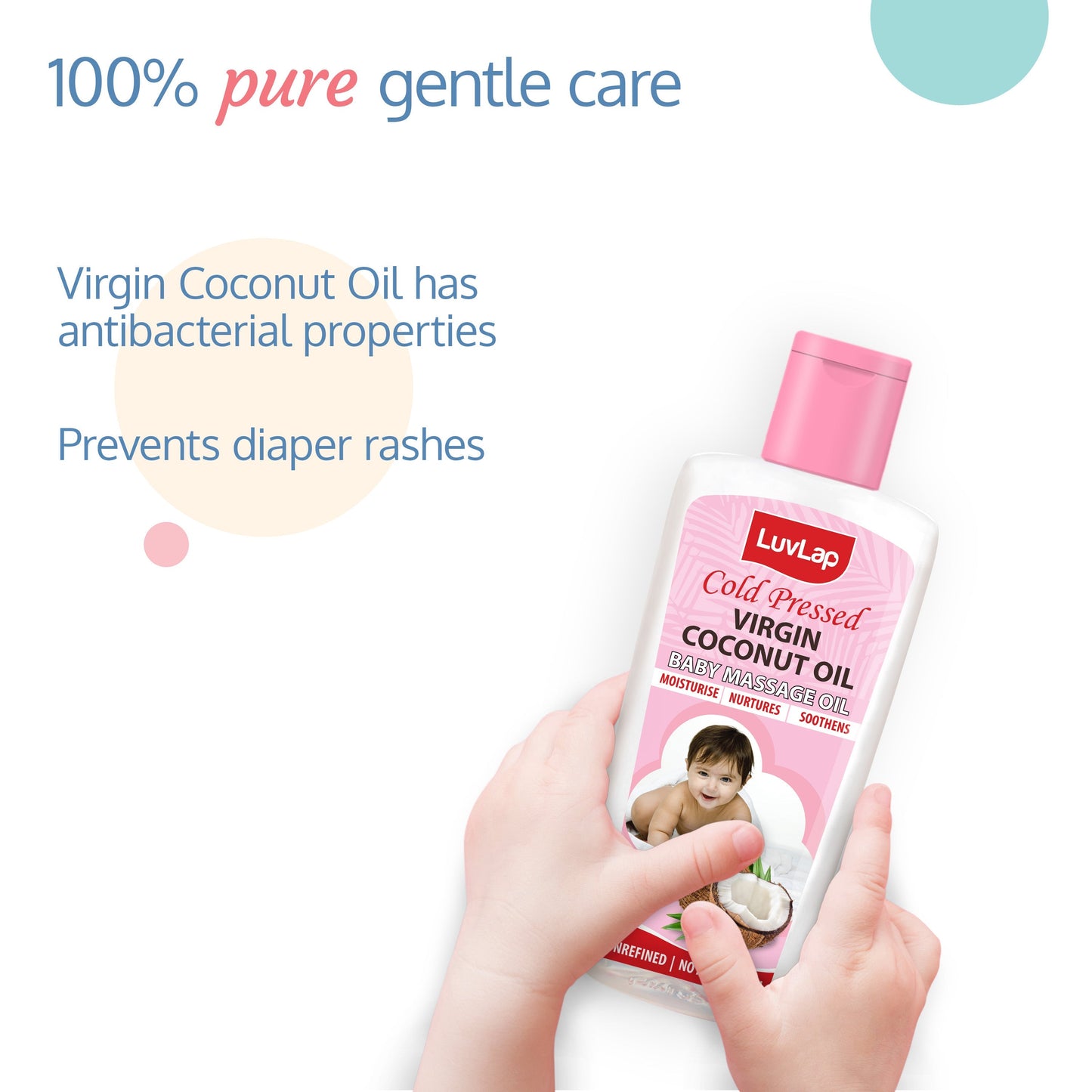 Cold Press Virgin Coconut Baby Massage Oil 100ml, Pink