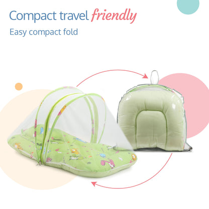 Baby Mattress with Mosquito Net, Bedding Set (Light Green)