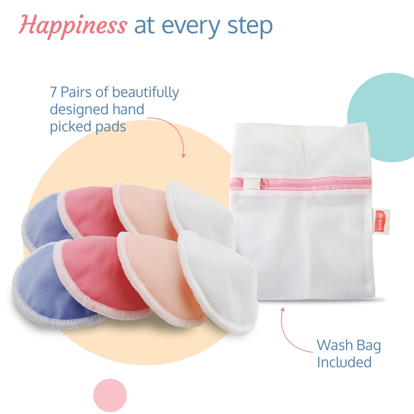 Bamboo Washable Breast Pads, 14 Pcs