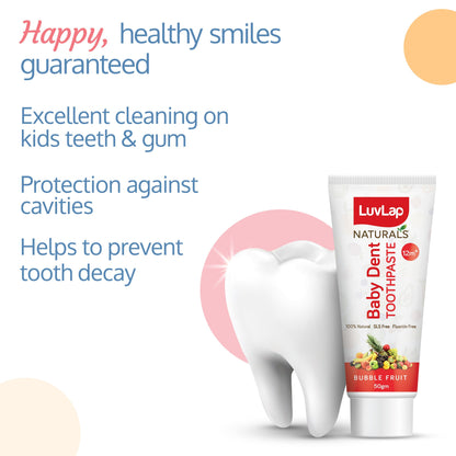 Naturals Baby Dent 100% Natural Toothpaste for Kids, Bubble Fruit Flavour, 50g