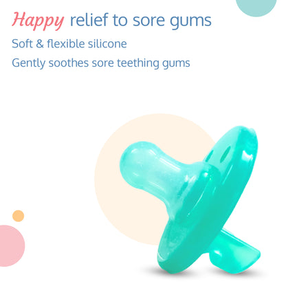 Baby Soother cum Pacifier, 100% Food Grade Silicone, 3 Months+, Green, Pack of 2