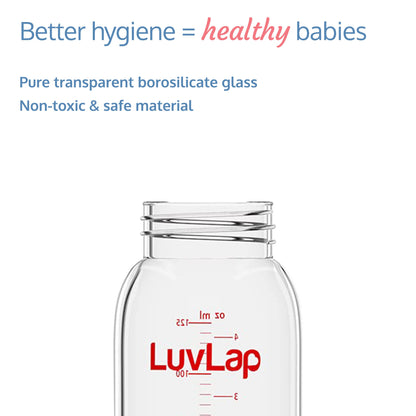 Essential Slim Neck Glass Feeding Bottle, New Born/Infants/Toddler Upto 3 Years, 125ml
