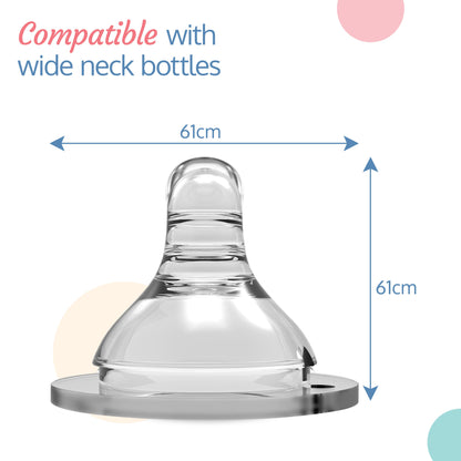 Anti-Colic Natura Flo Teat/Nipple for Wide Neck Bottle, 2pcs, Medium Flow