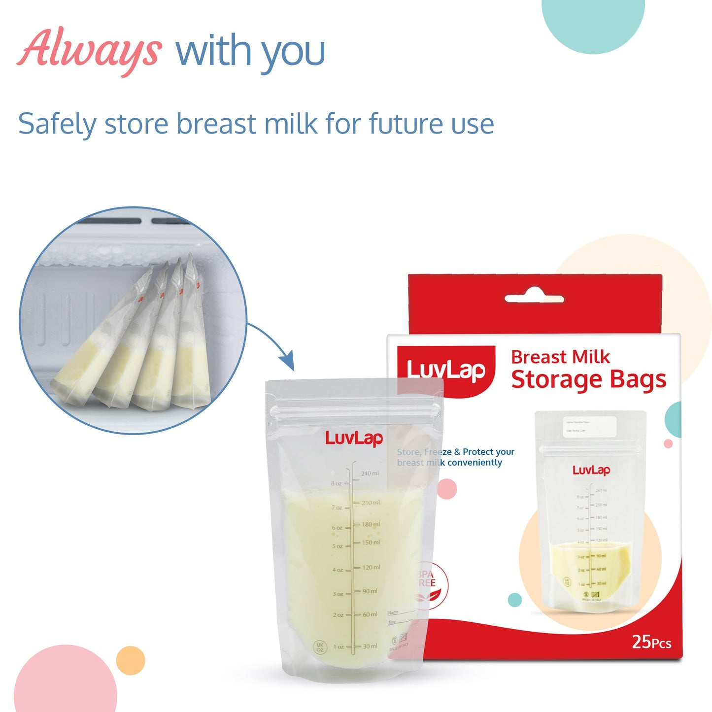 Baby Breast Milk Storage Bags, BPA Free (Pack of 25 Bags)