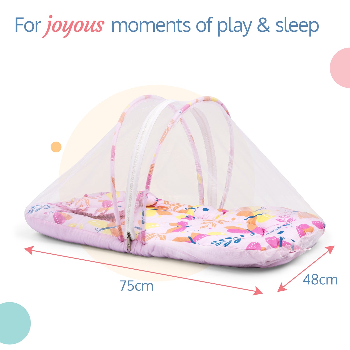 LuvLap Net Pillow Mattress Pink Butterfly Print