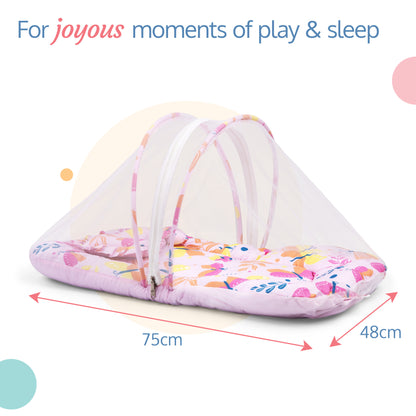 LuvLap Net Pillow Mattress Pink Butterfly Print