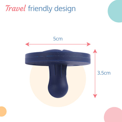 Silicone 2 in 1 Baby Soother Pacifier & Teether, Set of 2, Blue & Maroon