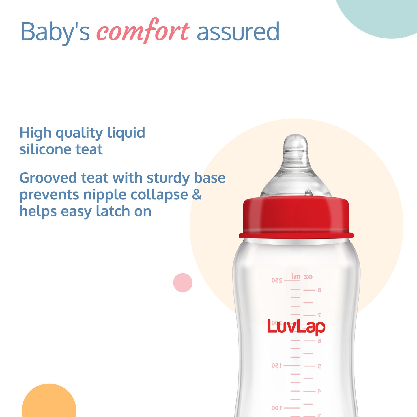 Natura Flo Wide Neck Glass Feeding Bottle, 250Ml