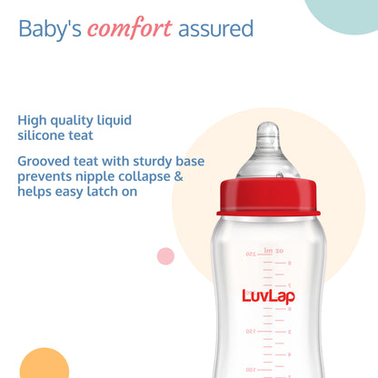Natura Flo Wide Neck Glass Feeding Bottle, 250Ml