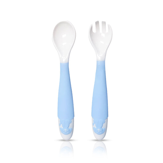 Bendable Weaning Spoon & Fork Set (Blue)