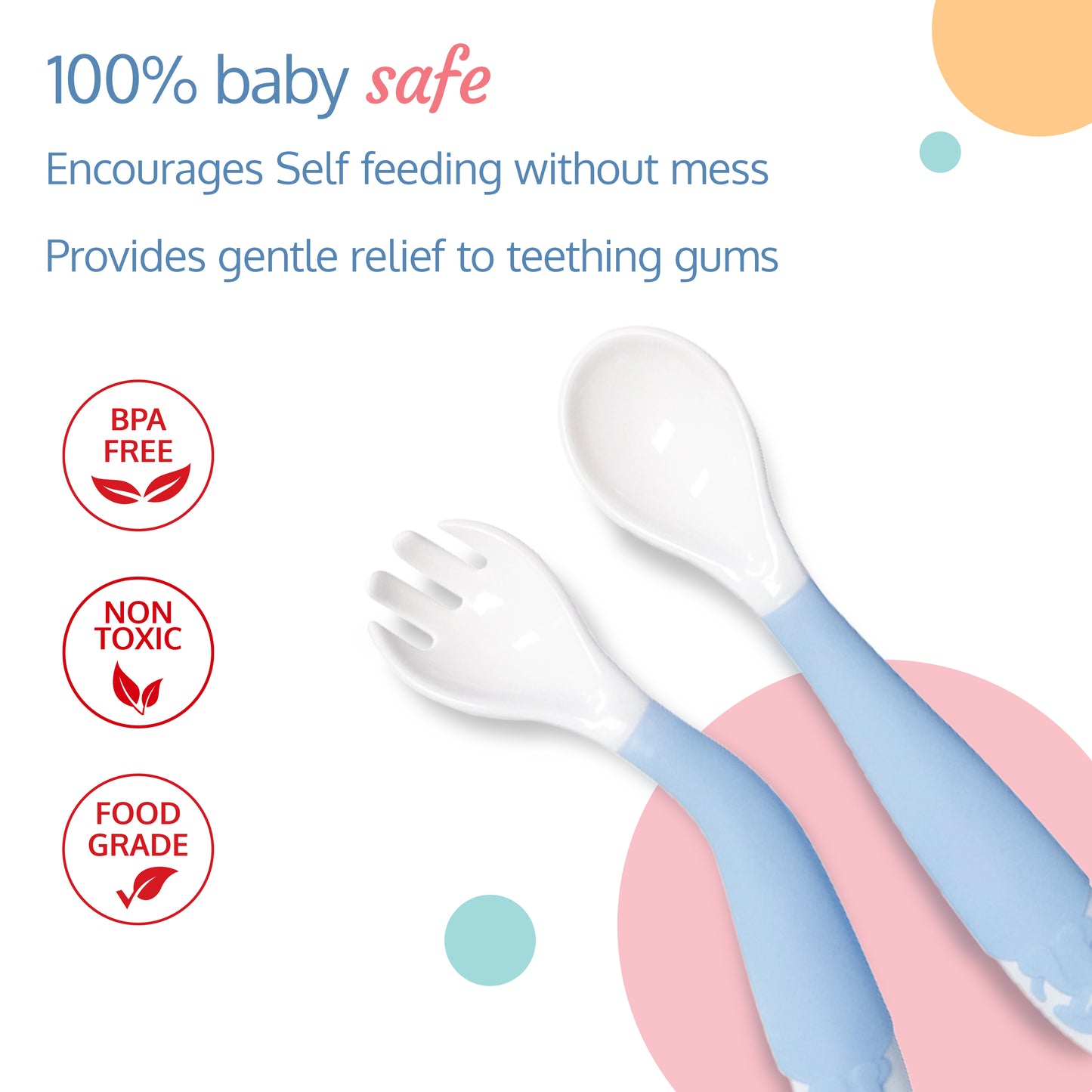 Bendable Weaning Spoon & Fork Set (Blue)