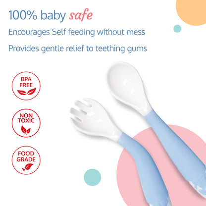 Bendable Weaning Spoon & Fork Set (Blue)