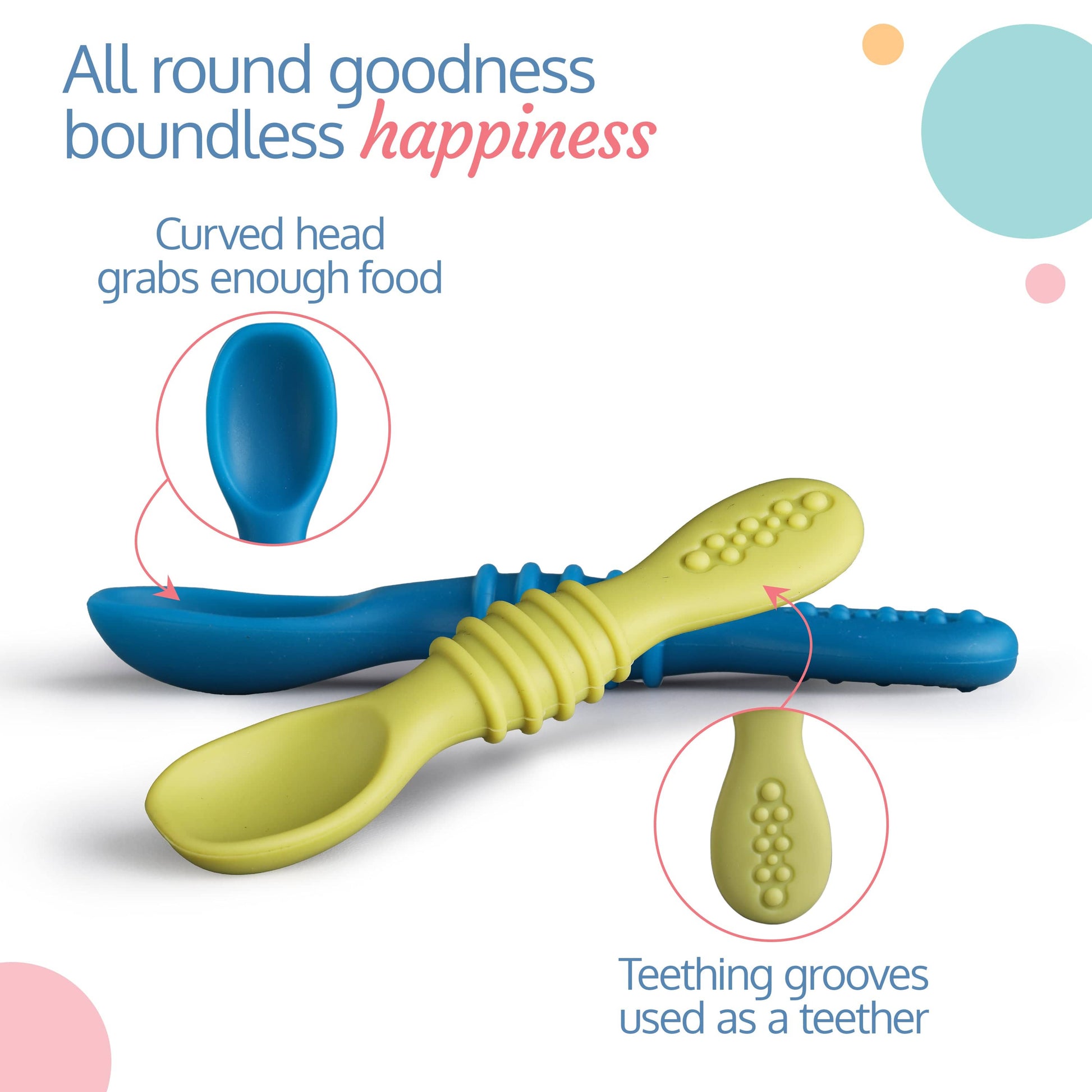 Silicone Baby Led Weaning Spoons Set of 2, Baby Training Spoon