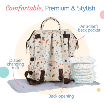 Multifunctional Waterproof Diaper Bag - Off White