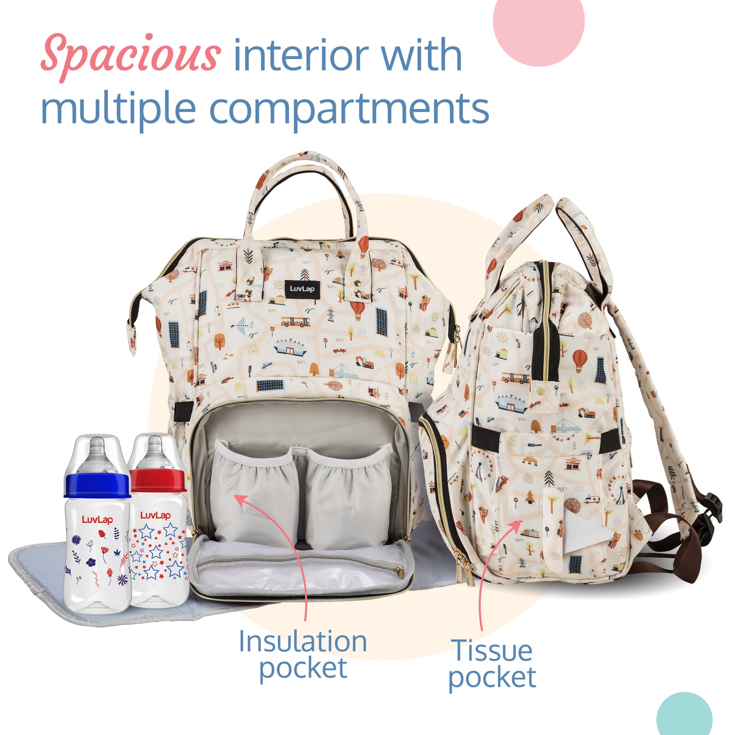 Multifunctional Waterproof Diaper Bag - Off White