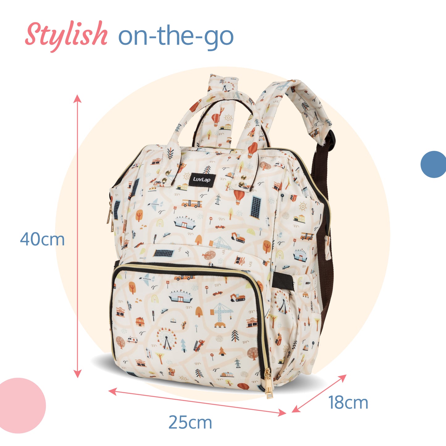 Multifunctional Waterproof Diaper Bag - Off White
