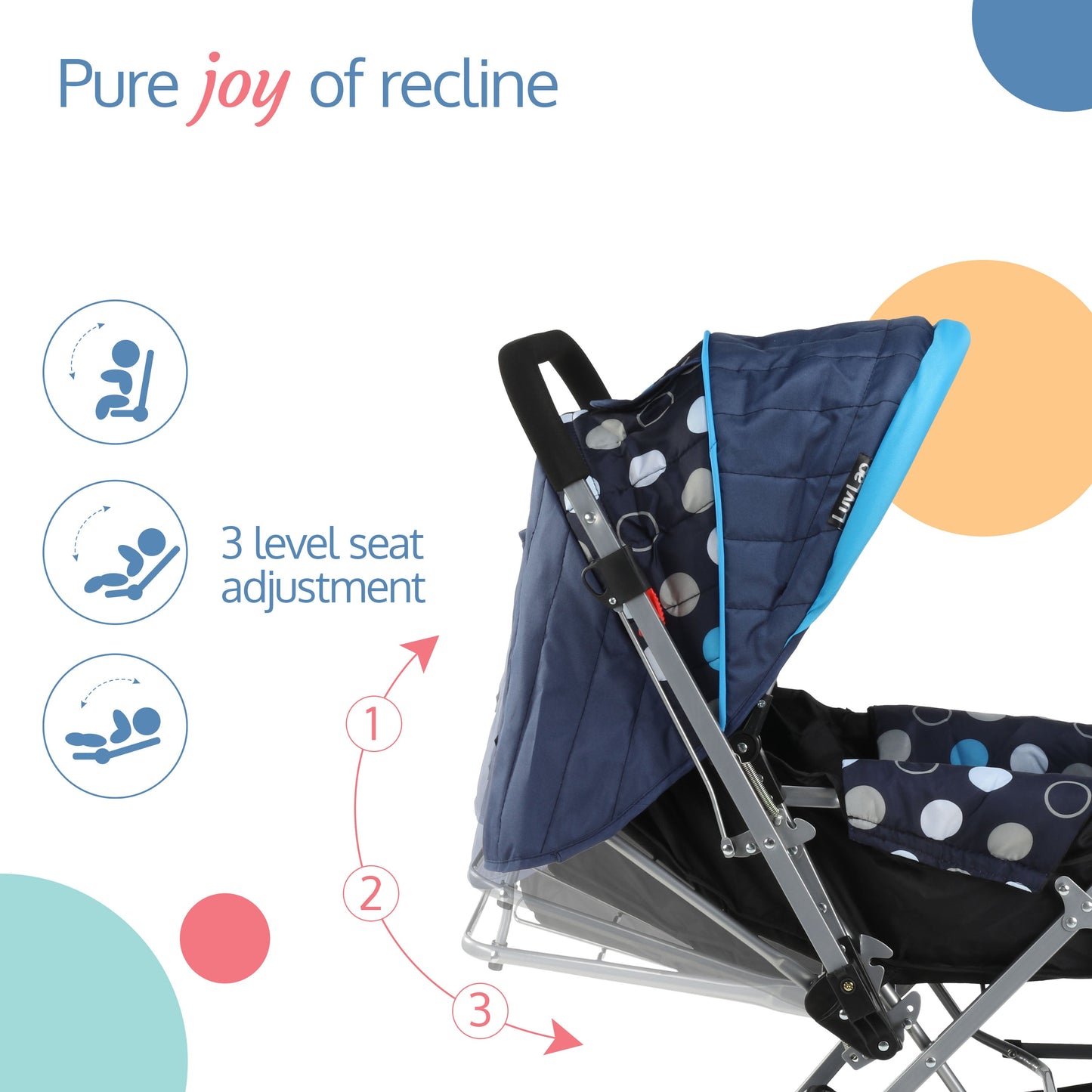 Sunshine Baby Stroller / Pram for 0 to 3 Years, New Born / Toddler / Kid, 5 Point Safety Harness, Adjustable backrest, 360° Swivel Wheel, Large storage basket, Reversible Handlebar (Blue)