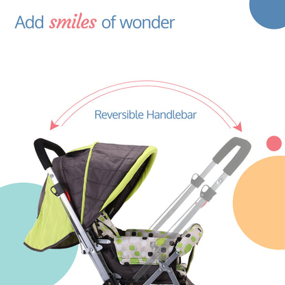 Sunshine Baby Stroller / Pram for 0 to 3 Years, New Born / Toddler / Kid, 5 Point Safety Harness, Adjustable backrest, 360° Swivel Wheel, Large storage basket, Reversible Handlebar (Green)