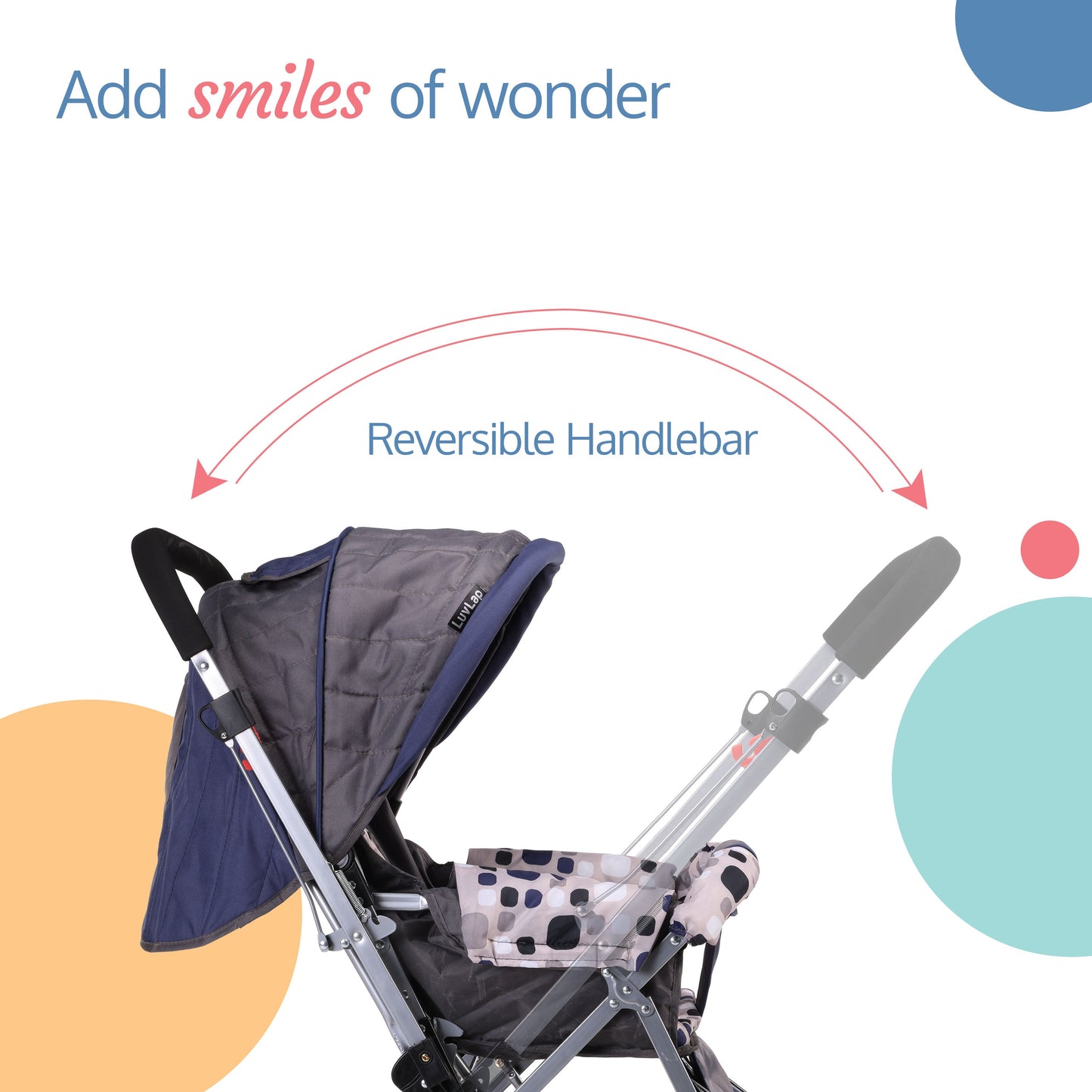 Sunshine Baby Stroller / Pram for 0 to 3 Years, New Born /Toddler / Kid, 5 Point Safety Harness, Adjustable backrest, 360° Swivel Wheel, Large storage basket, Reversible Handlebar(Navy Blue)