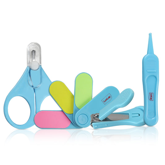 Baby Grooming Scissors & Nail Clipper Set/Kit, Manicure Set, 4pcs, Blue, 0m+