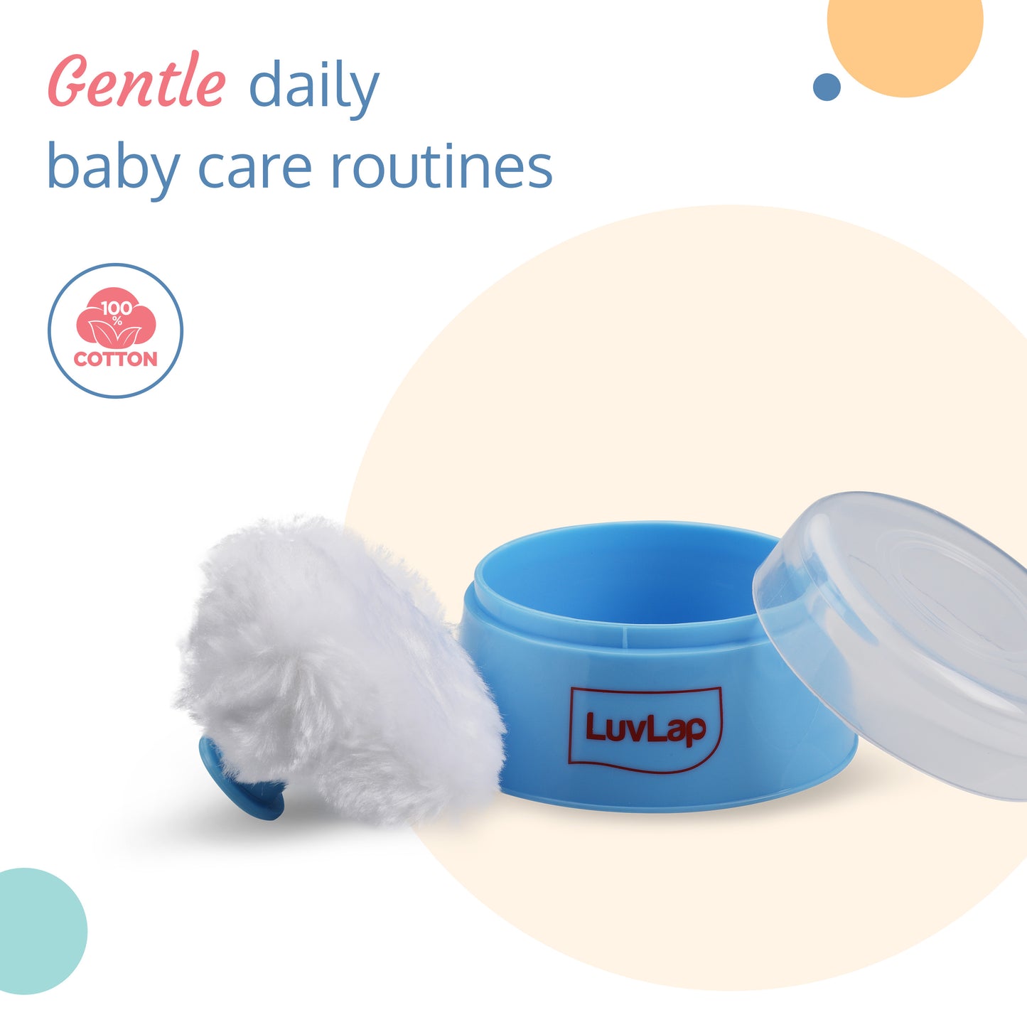 Baby Powder Storage Container with Soft Acrylic Puff, BPA Free, (Blue)