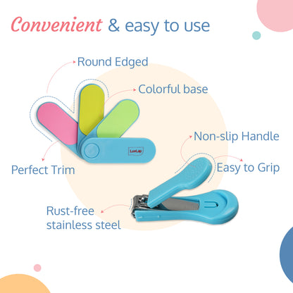 Baby Grooming Scissors & Nail Clipper Set/Kit, Manicure Set, 4pcs, Blue, 0m+