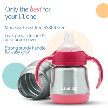 3 In 1 Steel Baby Bottle Cum Sipper, 240 Ml