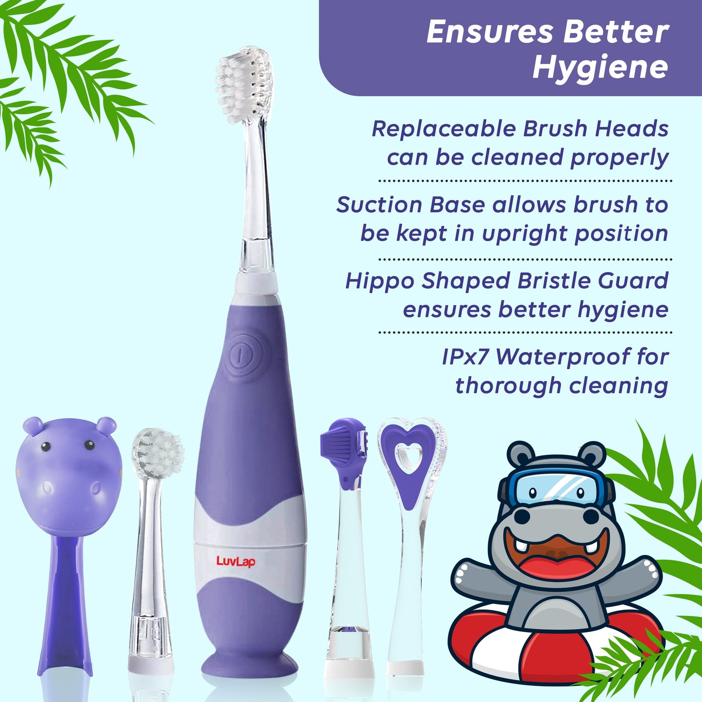 Joy Baby Sonic Infant & Toddler Electric Toothbrush, Purple