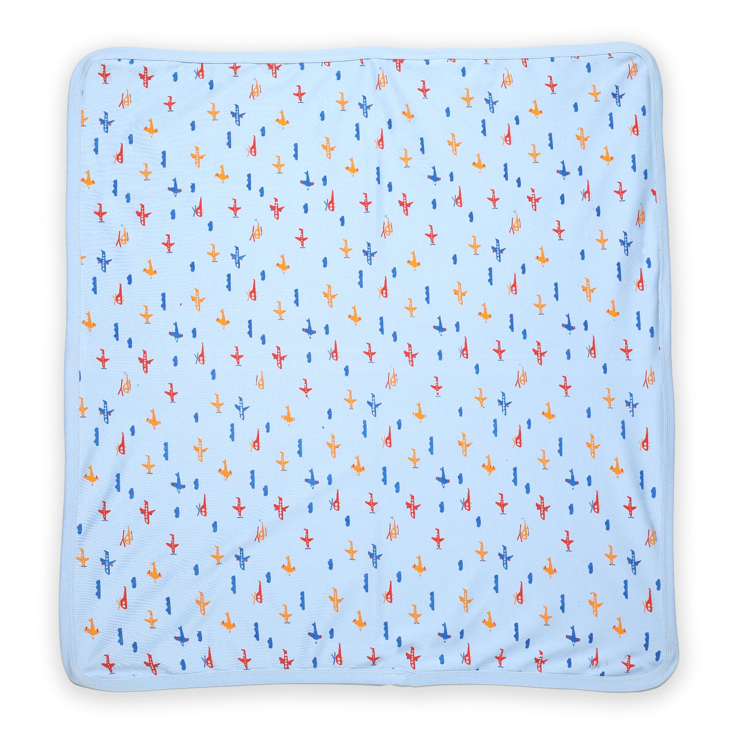 Cotton Hooded Wrapper Aeroplane Print (Sky Blue)