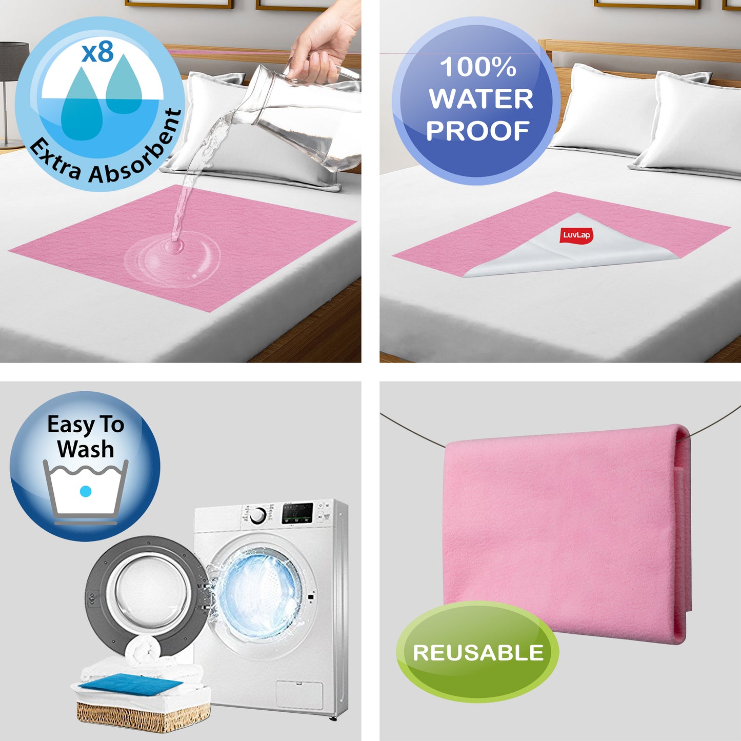 Dry Sheet- Sky Blue & Baby Pink, 0m+ - Small 50 x 70cm, Pack of 2