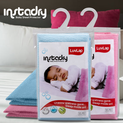 Dry Sheet- Sky Blue & Baby Pink, 0m+ - Small 50 x 70cm, Pack of 2