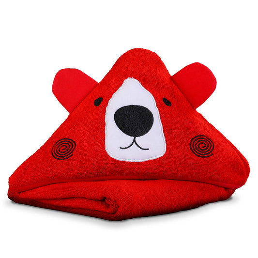 Hooded Baby Bath Towel (Red Bear)