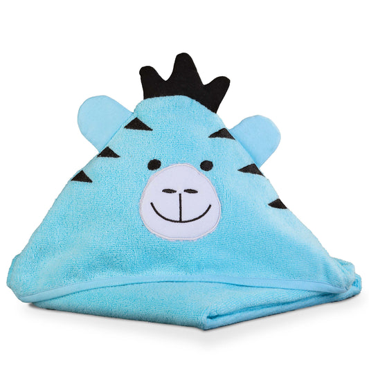 Hooded Baby Bath Towel (Aqua Blue Zebra)