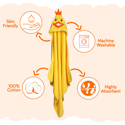 Hooded Baby Bath Towel (Yellow Chicken)
