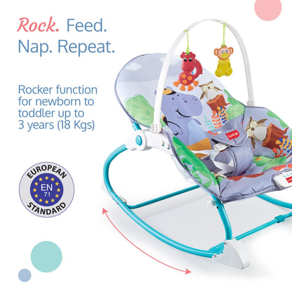 Happy Jungle Newborn to Toddler Portable Rocker Cum Bouncer, Multicolor, Hippo