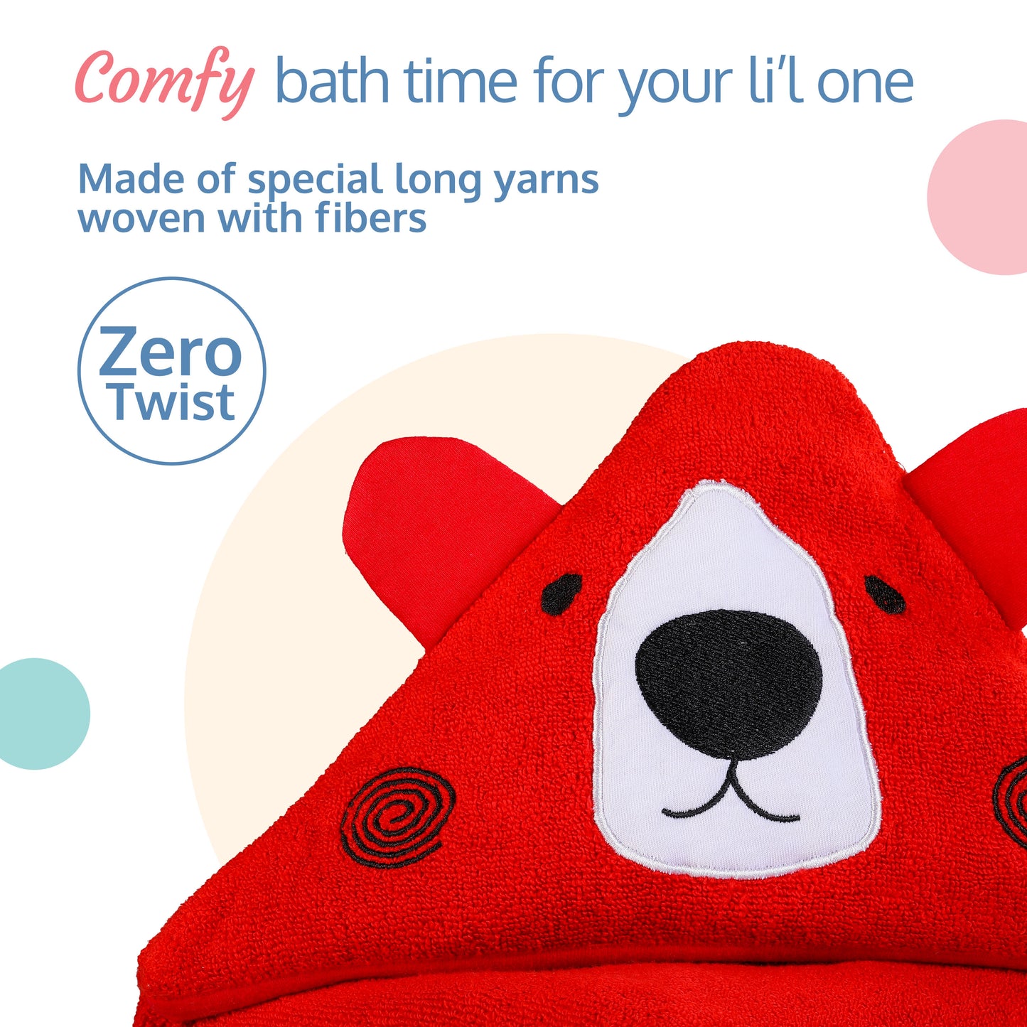 Hooded Baby Bath Towel (Red Bear)