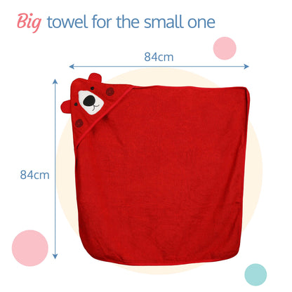 Hooded Baby Bath Towel (Red Bear)