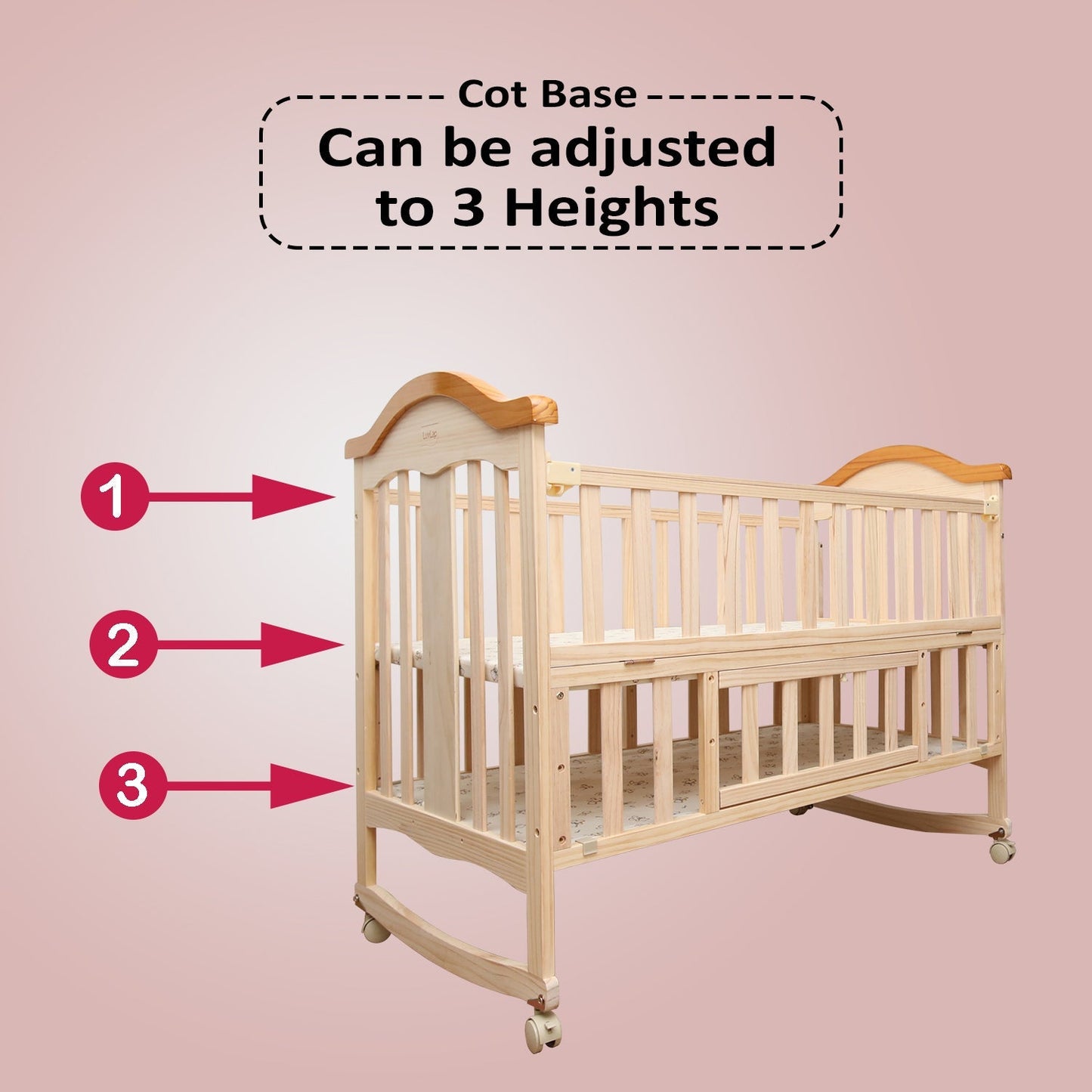 Baby Wooden Cot, C-70, Beige